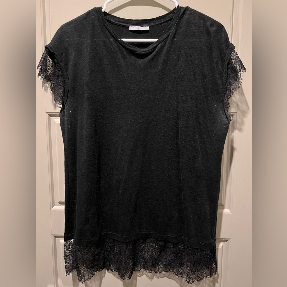 Zara top, lace trim